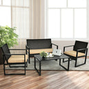 4 Pieces Patio Rattan Furniture Set with Seat Cushions and Coffee Table by LJGDeals