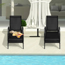 2 Pcs Outdoor Patio Lounge Chair Chaise Fabric with Adjustable Reclining Armrest-Brown by LJGDeals