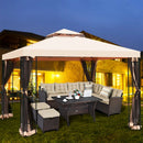 10 x 10 Feet 2-Tier Vented Metal Canopy with Mosquito Netting by LJGDeals