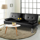 Convertible Folding Leather Futon Sofa with Cup Holders and Armrests by LJGDeals