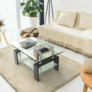 Rectangular Tempered Glass Coffee Table with Shelf by LJGDeals