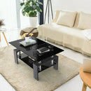 Rectangular Tempered Glass Coffee Table with Shelf by LJGDeals