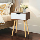 End Side Storage Drawer Nightstand with Solid Wooden Leg by LJGDeals