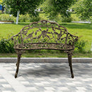 Outdoor Cast Aluminum Patio Bench Antique Rose by LJGDeals