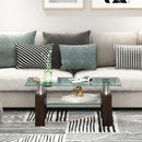Rectangle Glass Coffee Table with Metal Legs for Living Room by DirectDeals