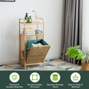 Tilt-out Bamboo Laundry Hamper with 2-Tier Shelf and Removable Liner-Natural by LJGDeals