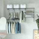 3 to 6 Feet Wall-Mounted Closet System Organizer Kit with Hang Rod-Gray