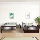 Full over Full Bunk Bed Platform Wood Bed with Ladder by LJGDeals