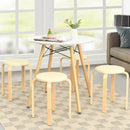 Set of 4 Bentwood Round Stool Stackable Dining Chairs with Padded Seat by LJGDeals