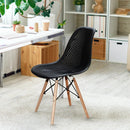 4 Pieces Modern Plastic Hollow Chair Set with Wood Leg by LJGDeals