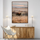 Solitary Buffalo Wall Art Canvas Print – Framed Golden