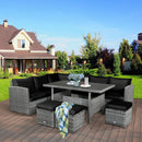 7 Pieces Patio Rattan Dining Furniture Sectional Sofa Set with Wicker Ottoman by LJGDeals