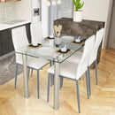 5 Pieces Dining Set with 4 PVC Leather Chairs by LJGDeals