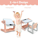 2 in 1 Kids Easel Table and Chair Set with Adjustable Art Painting Board by LJGDeals