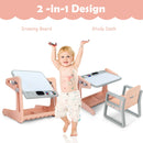 2 in 1 Kids Easel Table and Chair Set with Adjustable Art Painting Board