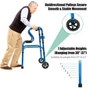 Adjustable Heavy-Duty Folding Walker with Unidirectional Wheels and Bi-Level Armrests-Black by LJGDeals
