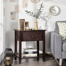 Nightstand with Drawer and Storage Shelf for Bedroom Living Room-Espresso by LJGDeals