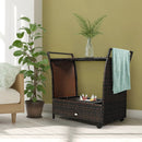 Patio Rattan Bar Serving Cart with Glass Top and Handle by LJGDeals