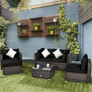 6 Pcs Patio Rattan Furniture Set with Sectional Cushion by LJGDeals
