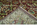 Traditional Large Design Maroon and Green Hand Knotted Custom Made wool area rug