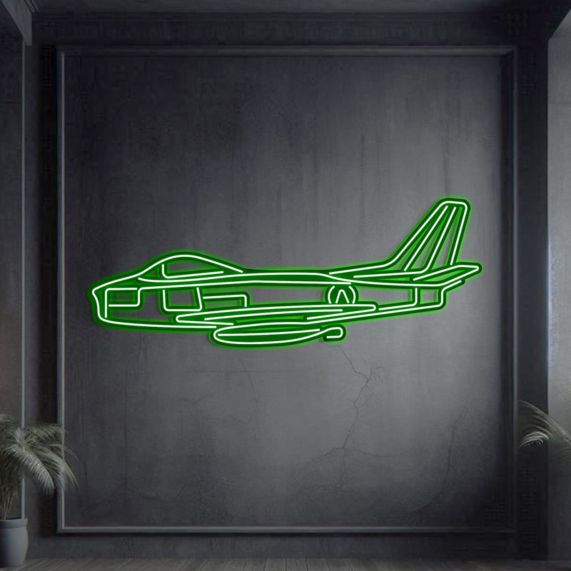 F-86 Sabre Metal Neon Aircraft Wall Art - NCN0044