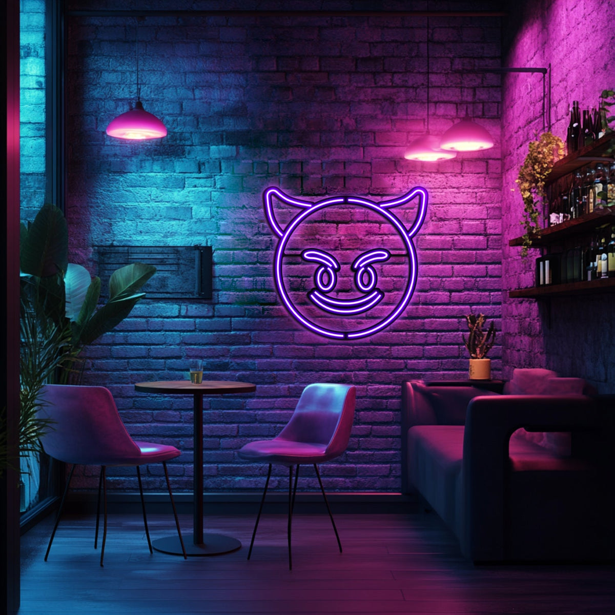 Emoji Devil Metal Neon Wall Art- LN0057, photo 4 of 6
