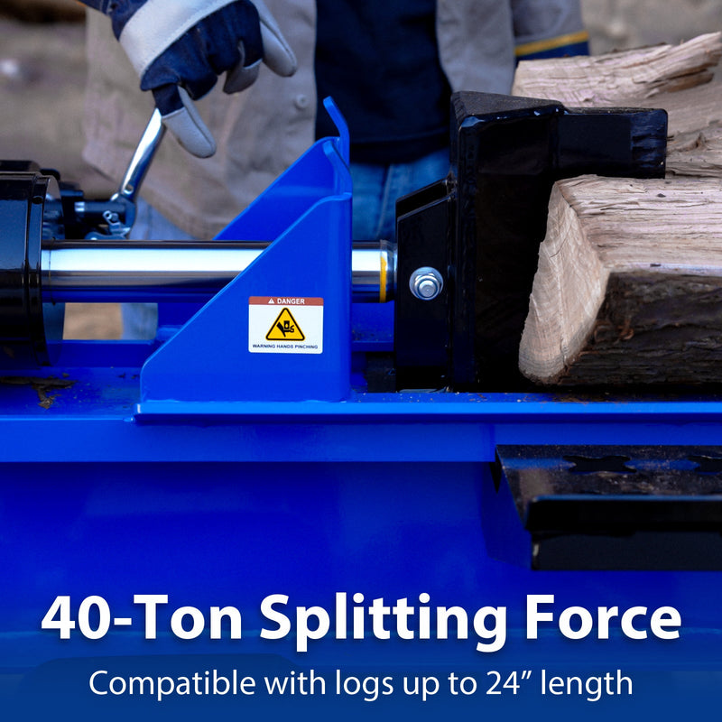 LOG-X Series 40-Ton Full Beam Gas Log Splitter: 13hp 389cc OHV Engine, 23" Stroke