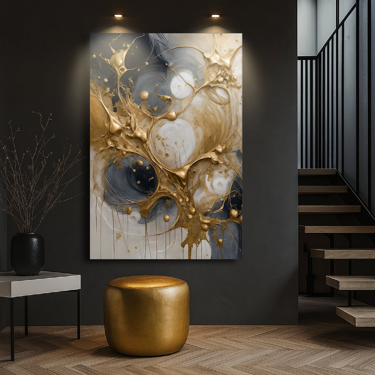 Black and Gold Splash Wall Art, photo 4 of 10
