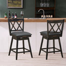 2 Pieces 24 Inch Swivel Counter Height Barstool Set with Rubber Wood Legs by LJGDeals