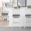 2 Pieces 29 Inches Swivel Counter Height Barstool Set with Rubber Wood Legs by LJGDeals
