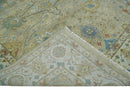 Hand Knotted Beige, Ivory and Gray Oushak Custom Made Wool Rug