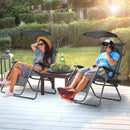 Folding Recliner Lounge Chair with Shade Canopy Cup Holder by LJGDeals