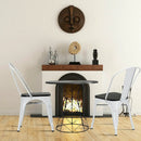 4 Pieces Tolix Style Metal Dining Side Chair Stackable Wood Seat by LJGDeals