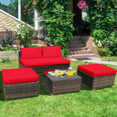 5 Pieces Patio Rattan Furniture Set with Cushioned Armless Sofa by LJGDeals