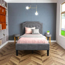 Linen Twin Upholstered Platform Bed with Frame Headboard Mattress Foundation by LJGDeals