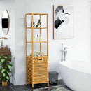 Bamboo Tower Hamper Organizer with 3-Tier Storage Shelves-Natural by LJGDeals