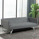 3 Seat Convertible Linen Fabric Futon Sofa with USB and Power Strip