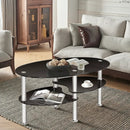 Tempered Glass Oval Side Coffee Table by LJGDeals