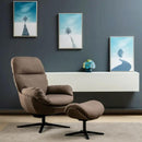 Upholstered Swivel Lounge Chair with Ottoman and Rocking Footstool by LJGDeals