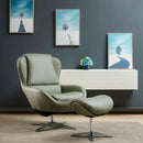 360¬∞ Swivel Leather Lounge Chair with Ottoman and Aluminum Alloy Base by LJGDeals
