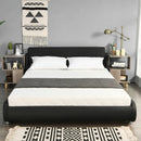Queen Faux Leather Upholstered Platform Bed Frame Adjustable Headboard-Black by LJGDeals