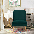 Velvet Accent Armless Side Chair with Rubber Wood Legs for Bedroom by LJGDeals
