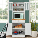 Kitchen Pantry Cabinet with Wood Top and Hutch-White by LJGDeals