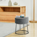 Round Velvet Footrest Stool Ottoman with Non-Slip Foot Pads for Bedside by LJGDeals