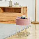 Round Velvet Footrest Stool Ottoman with Non-Slip Foot Pads for Bedside by LJGDeals