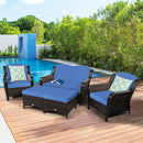 5 Pieces Patio Rattan Sofa Set with Cushion and Ottoman by LJGDeals