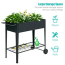 Raised Garden Bed Elevated Planter Box on Wheels Steel Planter with Shelf-Black by LJGDeals
