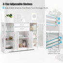 Sideboard Buffet Server Storage Cabinet with 2 Drawers and Glass Doors by LJGDeals