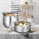 2-Tier Steamer Pot Saucepot Stainless Steel with Tempered Glass Lid by LJGDeals