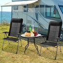 2 Pcs Portable Patio Folding Dining Chairs with Headrest Adjust for Camping -Black by LJGDeals